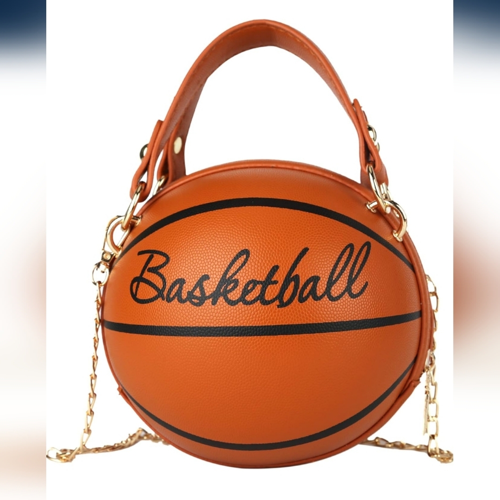 Unique Basketball Design Orange Handbag with Shoulder Strap